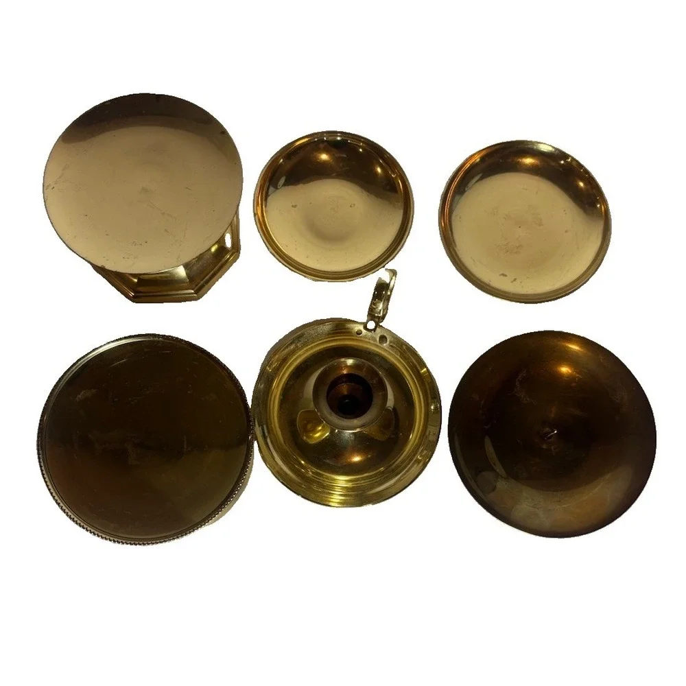 6 Vintage Brass Candle Holders - Mixed Size Lot Chamberstick Wedding Decor
